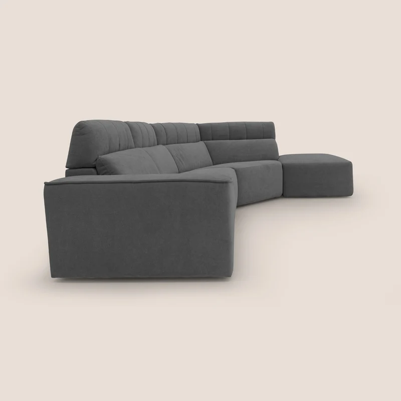 Clark Canapé d'angle avec option relax électrique en tissu imperméable et détachable T17 anthracite