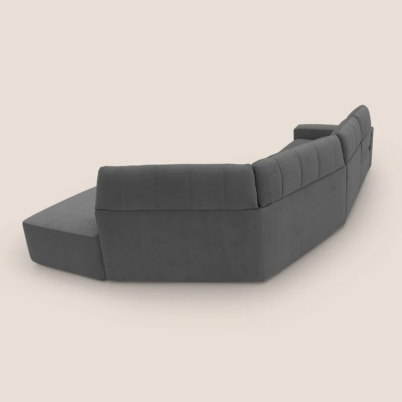 Clark Canapé d'angle avec option relax électrique en tissu imperméable et détachable T17 anthracite
