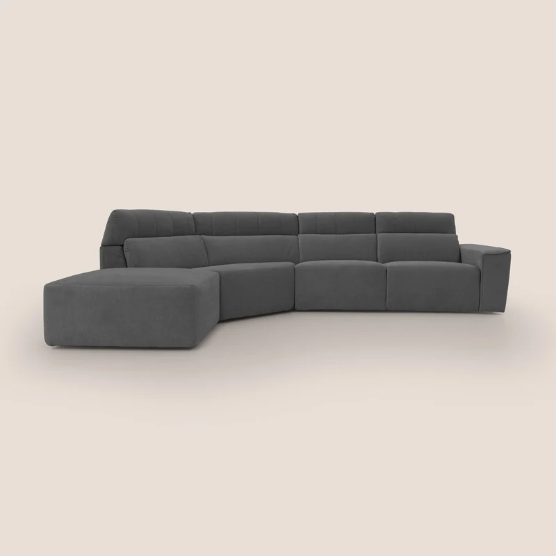 Clark Canapé d'angle avec option relax électrique en tissu imperméable et détachable T17 anthracite
