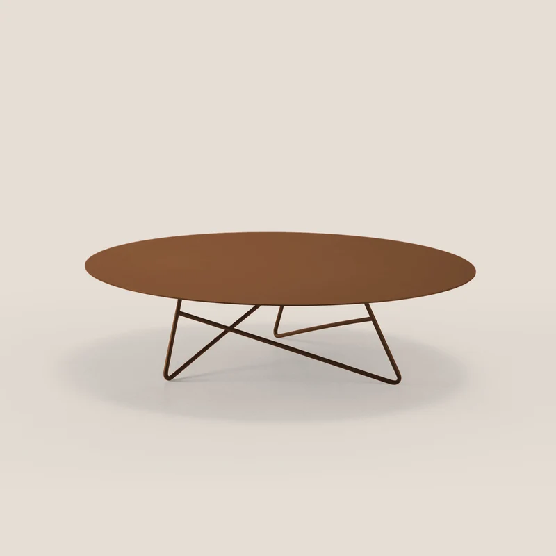 Ermione Table basse ronde pour salon en métal h25