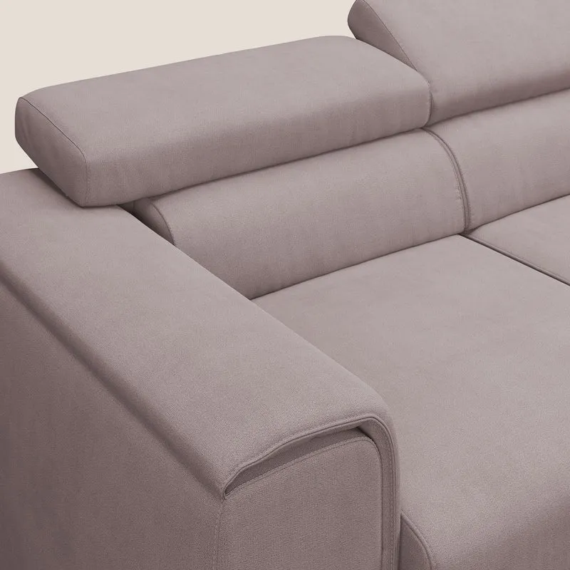 Zeno Canapé avec pouf extractible à 3 assises en tissu doux imperméable T02 rose