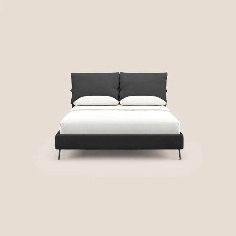 Artemisia lit rembourré avec pieds hauts déhoussable en tissu détachable T17 anthracite