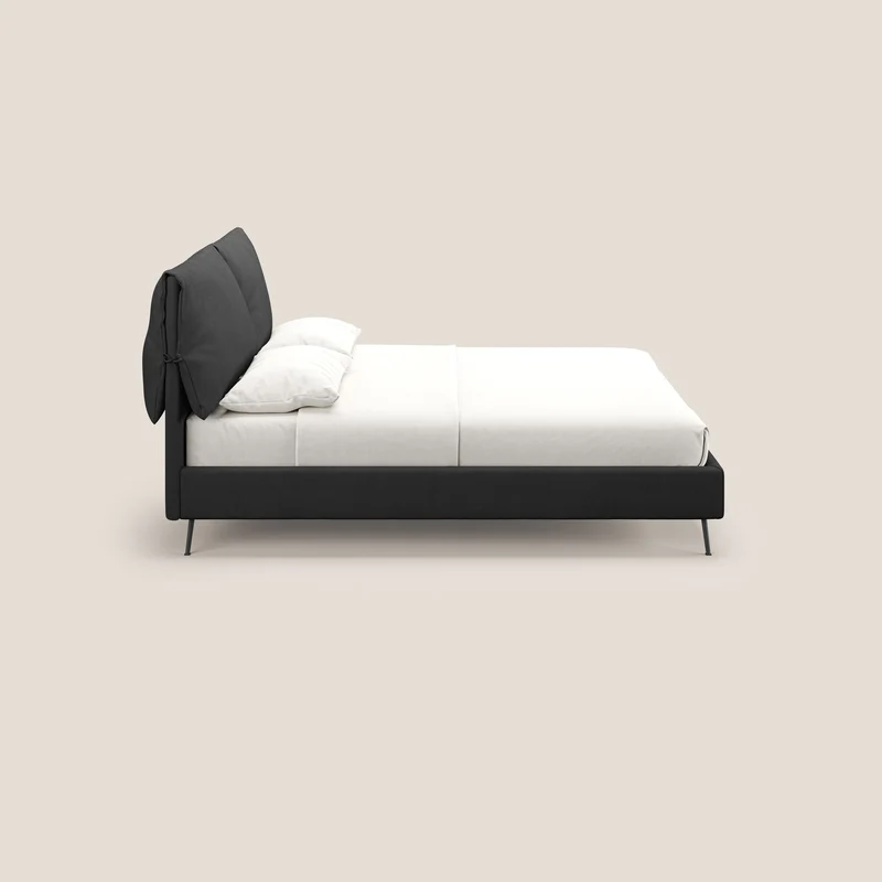 Artemisia lit rembourré avec pieds hauts déhoussable en tissu détachable T17 anthracite