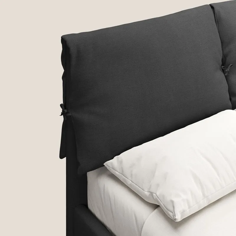 Artemisia lit rembourré avec pieds hauts déhoussable en tissu détachable T17 anthracite