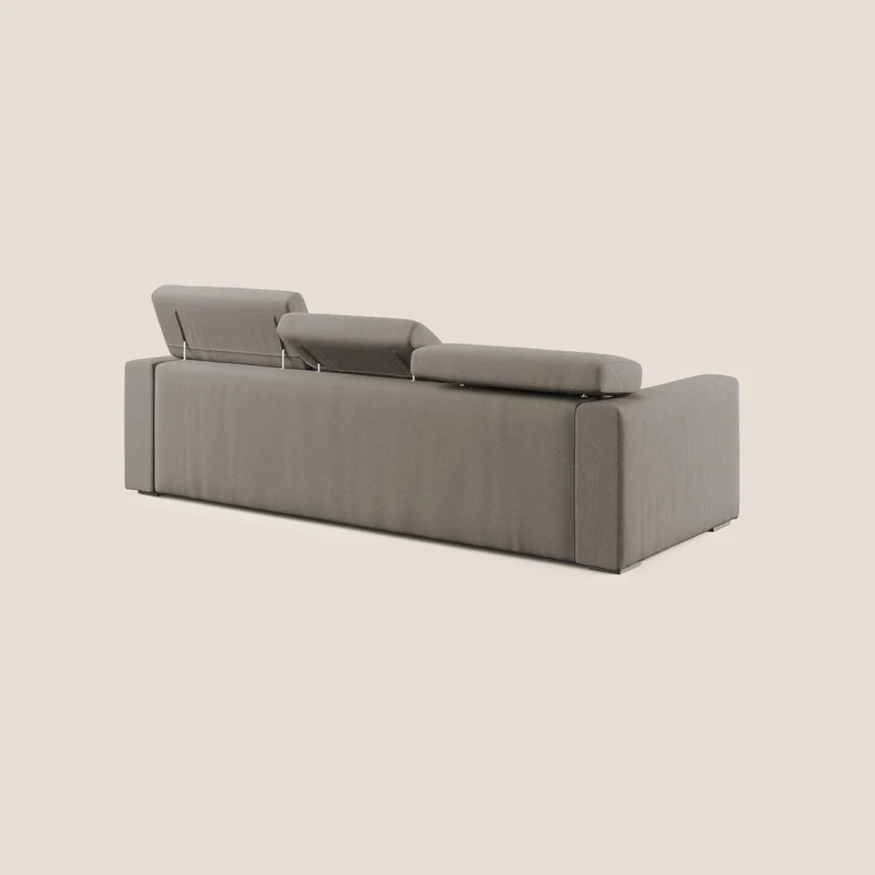 Dylan canapé d'angle avec méridienne et pouf extractible en tissu imperméable T13 Taupe