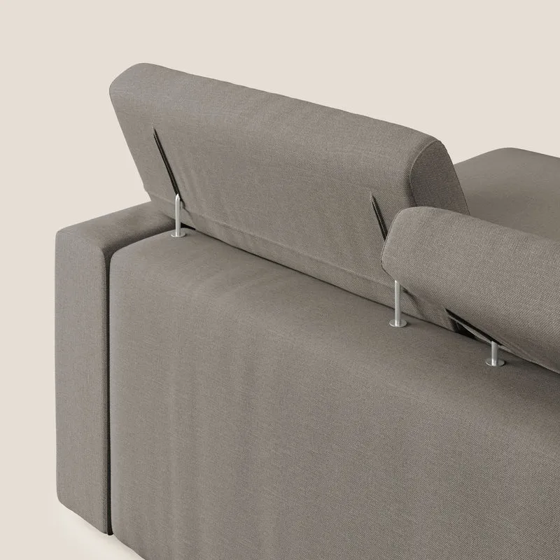 Dylan canapé d'angle avec méridienne et pouf extractible en tissu imperméable T13 Taupe