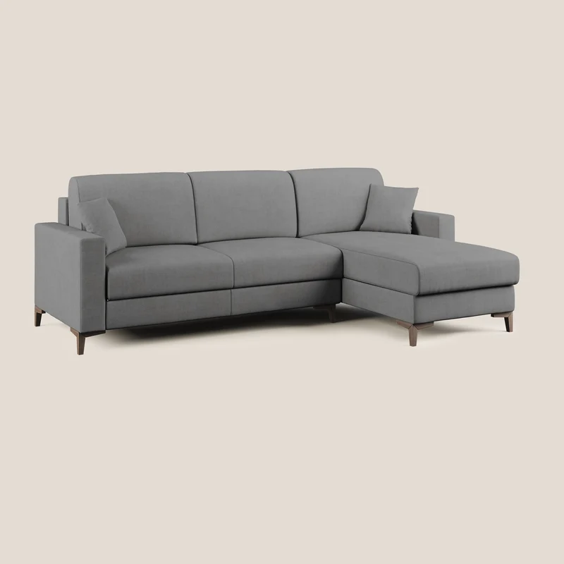 Kafka canapé d'angle convertible en tissu doux imperméable T02 gris