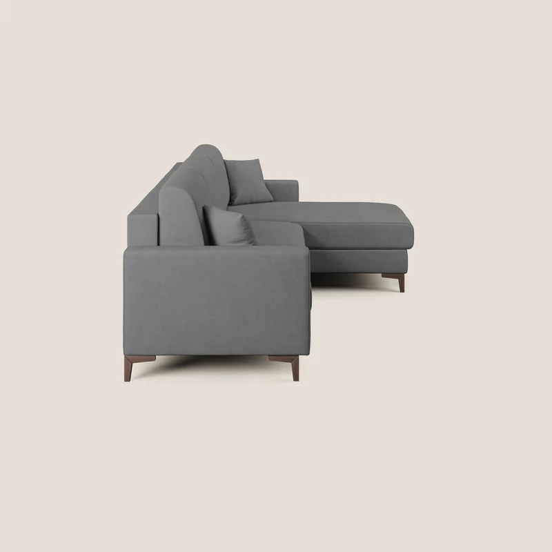 Kafka canapé d'angle convertible en tissu doux imperméable T02 gris
