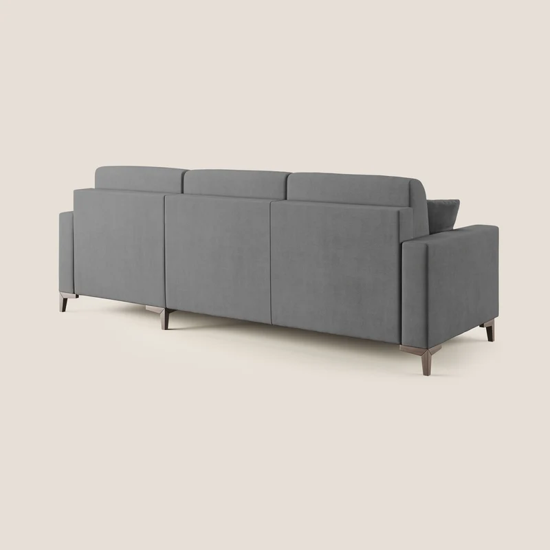Kafka canapé d'angle convertible en tissu doux imperméable T02 gris