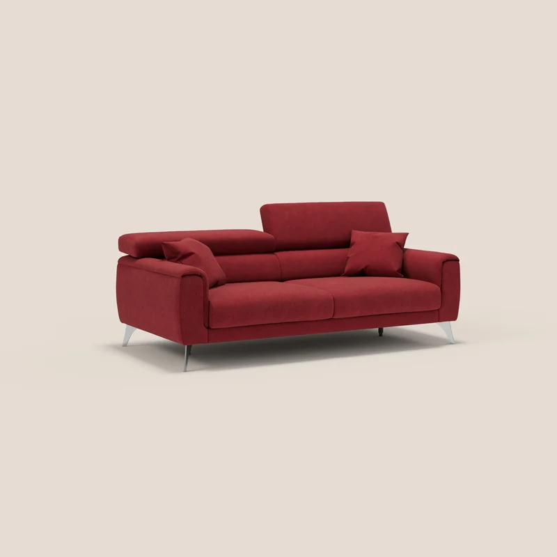 Caravaggio Canapé avec assises extensibles et têtières réglables en tissu imperméable T02 rouge
