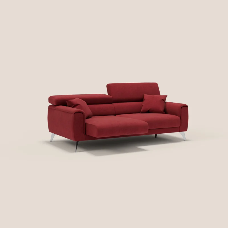 Caravaggio Canapé avec assises extensibles et têtières réglables en tissu imperméable T02 rouge