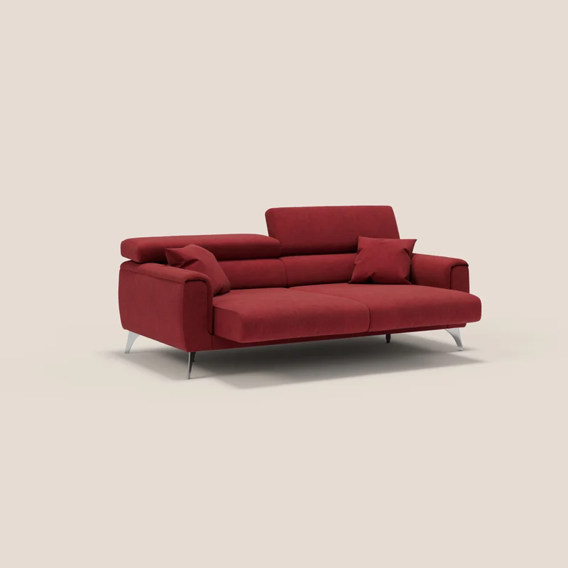 Caravaggio Canapé avec assises extensibles et têtières réglables en tissu imperméable T02 rouge