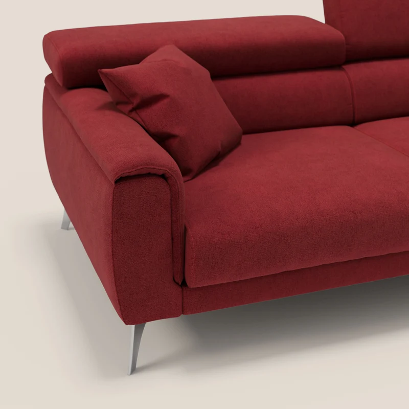 Caravaggio Canapé avec assises extensibles et têtières réglables en tissu imperméable T02 rouge