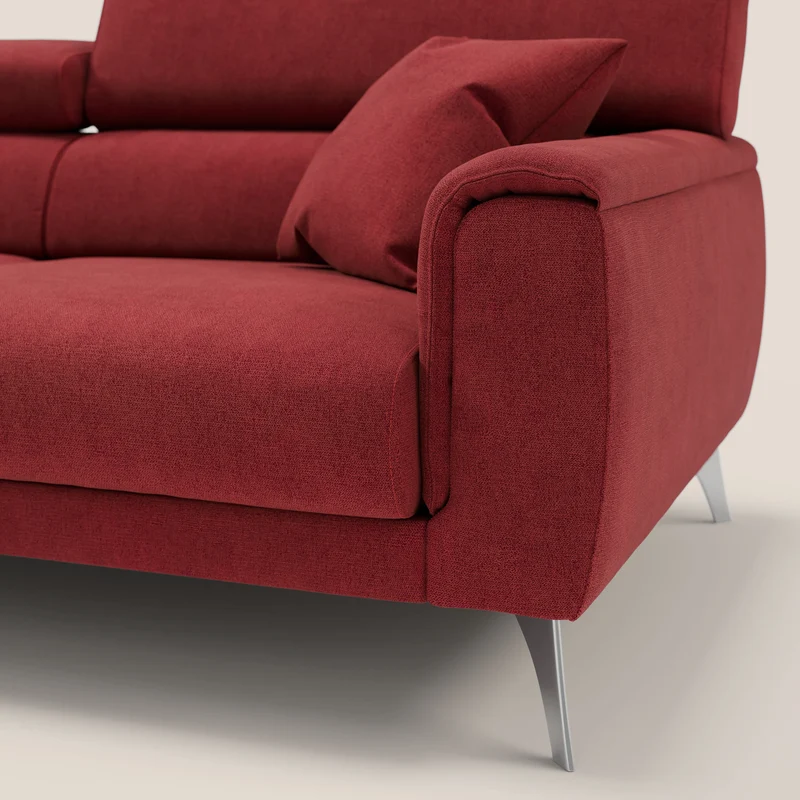 Caravaggio Canapé avec assises extensibles et têtières réglables en tissu imperméable T02 rouge