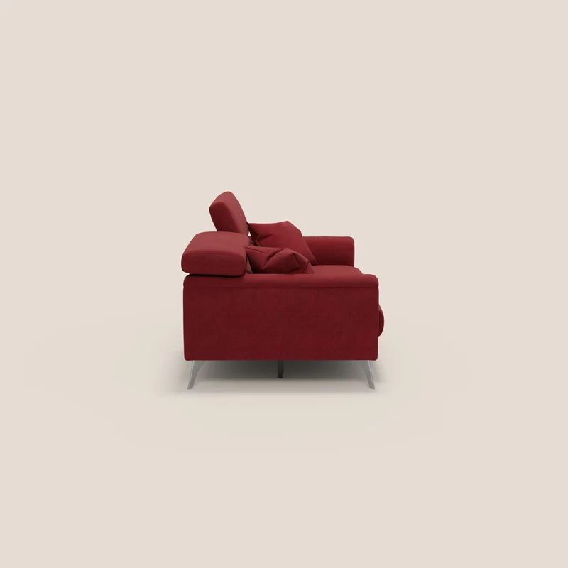 Caravaggio Canapé avec assises extensibles et têtières réglables en tissu imperméable T02 rouge