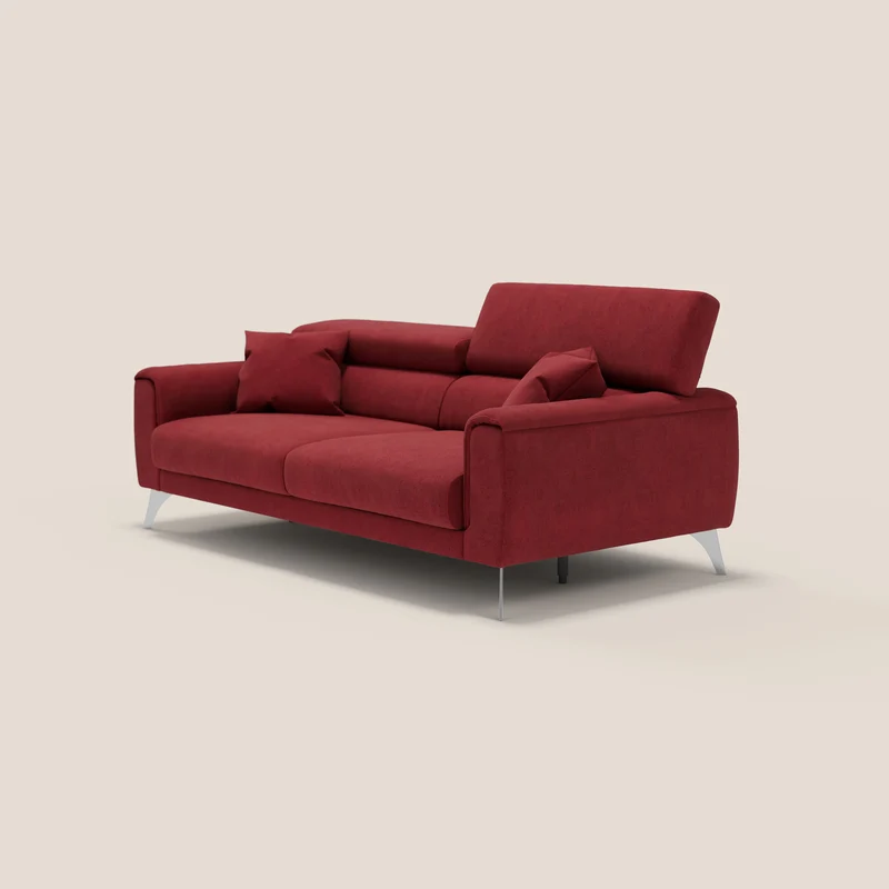 Caravaggio Canapé avec assises extensibles et têtières réglables en tissu imperméable T02 rouge