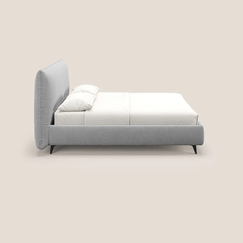 EROS lit rembourré en duvet d'oie avec coffre de rangement en bouclette précieuse détachable T16 gris