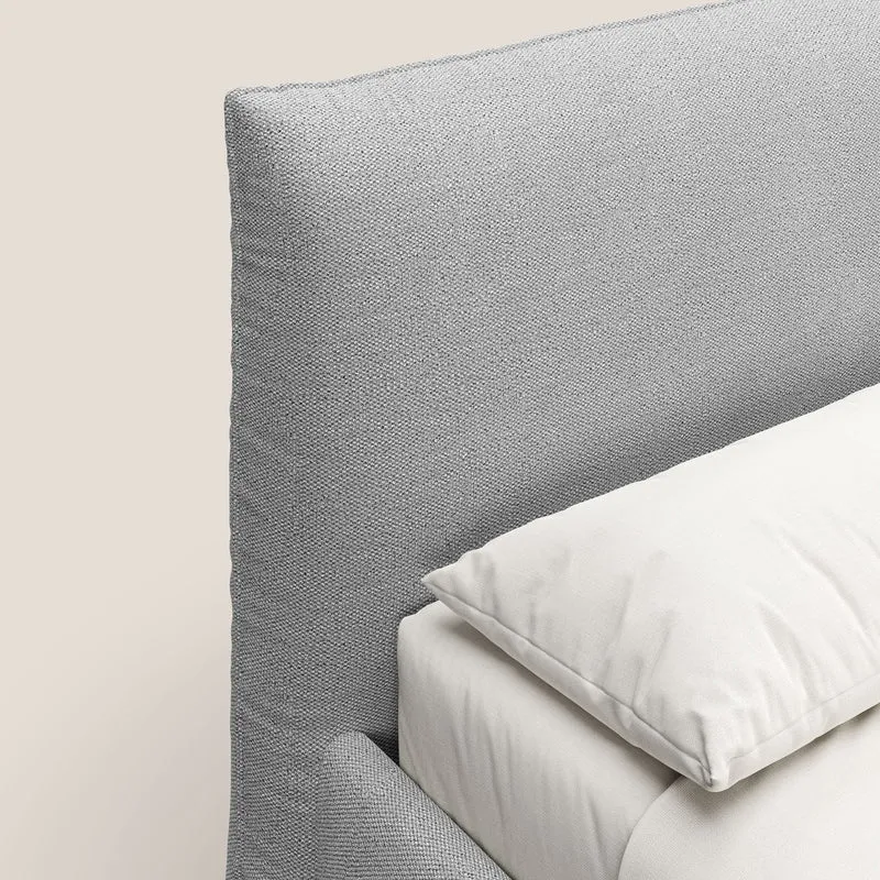 EROS lit rembourré en duvet d'oie avec coffre de rangement en bouclette précieuse détachable T16 gris
