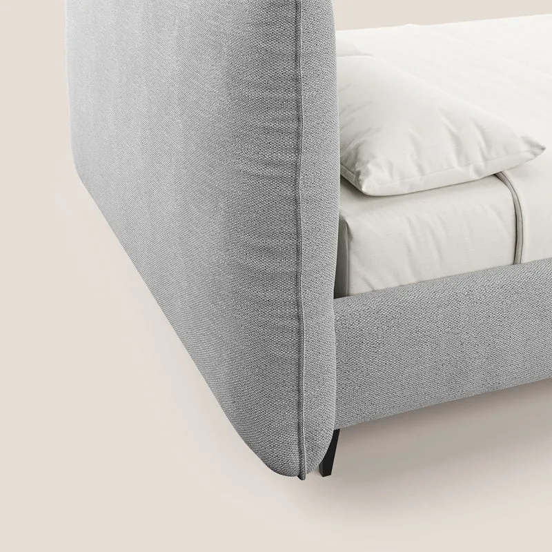EROS lit rembourré en duvet d'oie avec coffre de rangement en bouclette précieuse détachable T16 gris