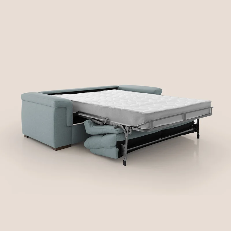 Magnolia canapé convertible avec matelas H 18cm et dossier haut et moelleux en tissu détachable T05 bleu pastel
