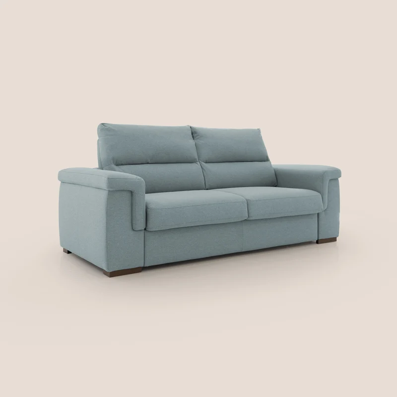 Magnolia canapé convertible avec matelas H 18cm et dossier haut et moelleux en tissu détachable T05 bleu pastel
