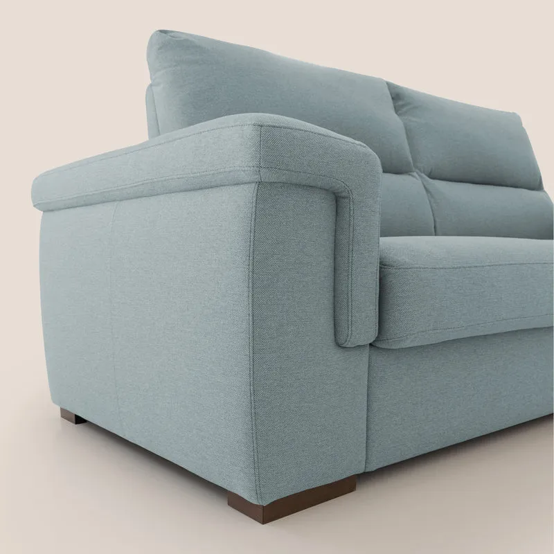 Magnolia canapé convertible avec matelas H 18cm et dossier haut et moelleux en tissu détachable T05 bleu pastel