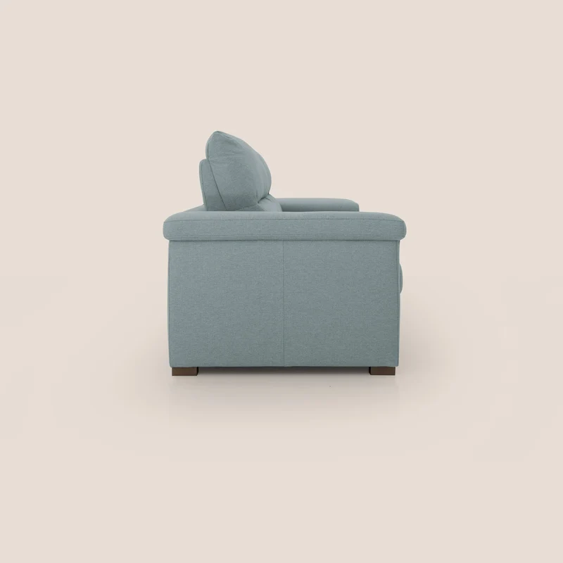 Magnolia canapé convertible avec matelas H 18cm et dossier haut et moelleux en tissu détachable T05 bleu pastel
