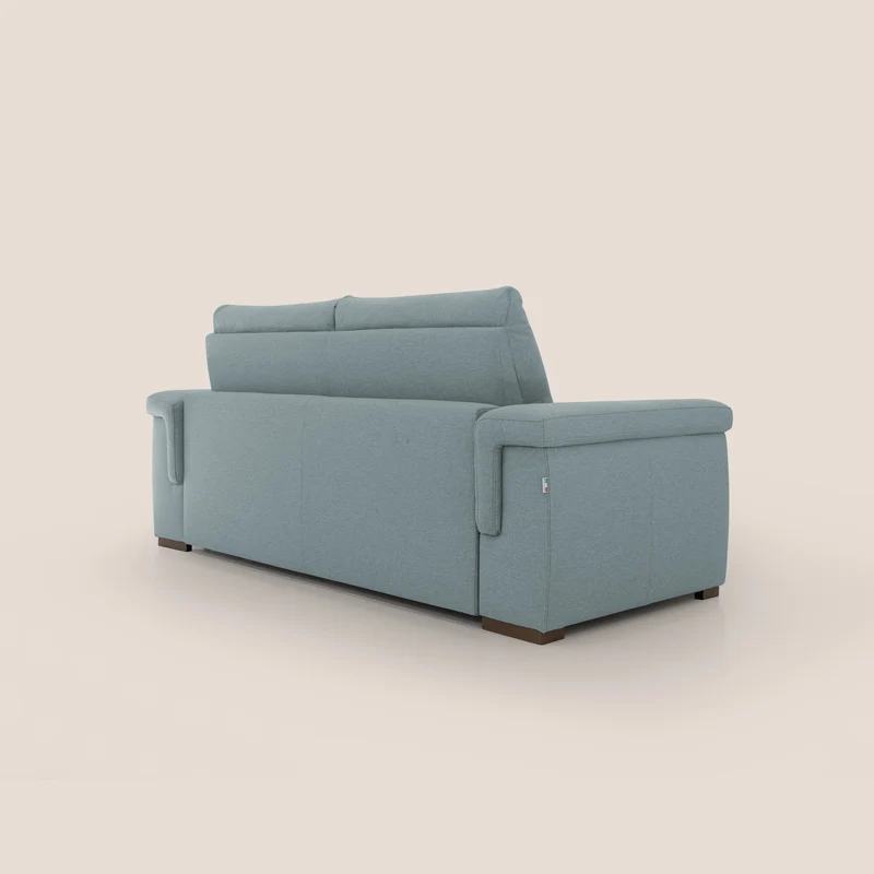 Magnolia canapé convertible avec matelas H 18cm et dossier haut et moelleux en tissu détachable T05 bleu pastel