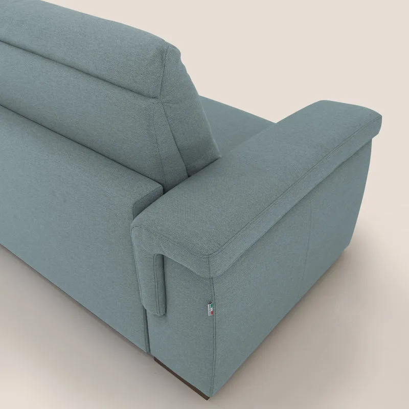 Magnolia canapé convertible avec matelas H 18cm et dossier haut et moelleux en tissu détachable T05 bleu pastel