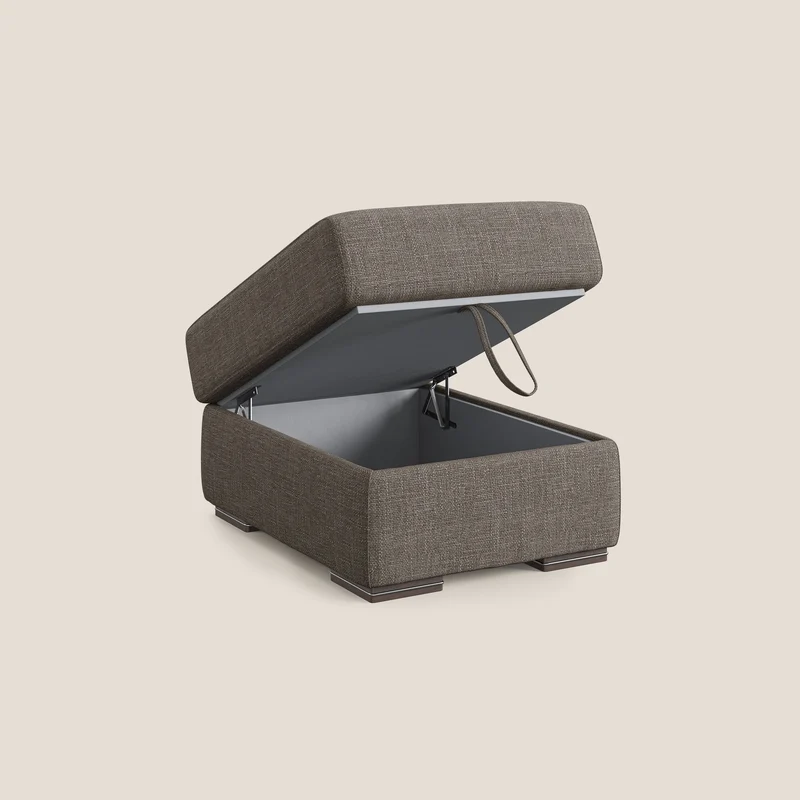 Sun pouf coffre en tissu imperméable doux entrelacé T06 marron
