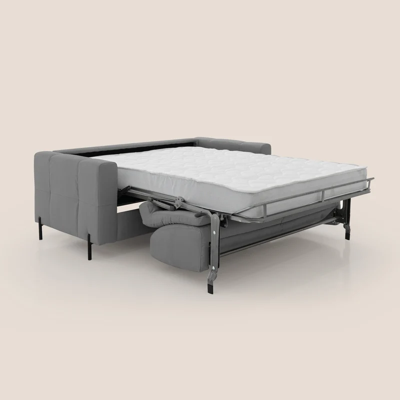 Ortensia canapé convertible matelas H 18cm et pieds hauts en élégante microfibre détachable T11 gris