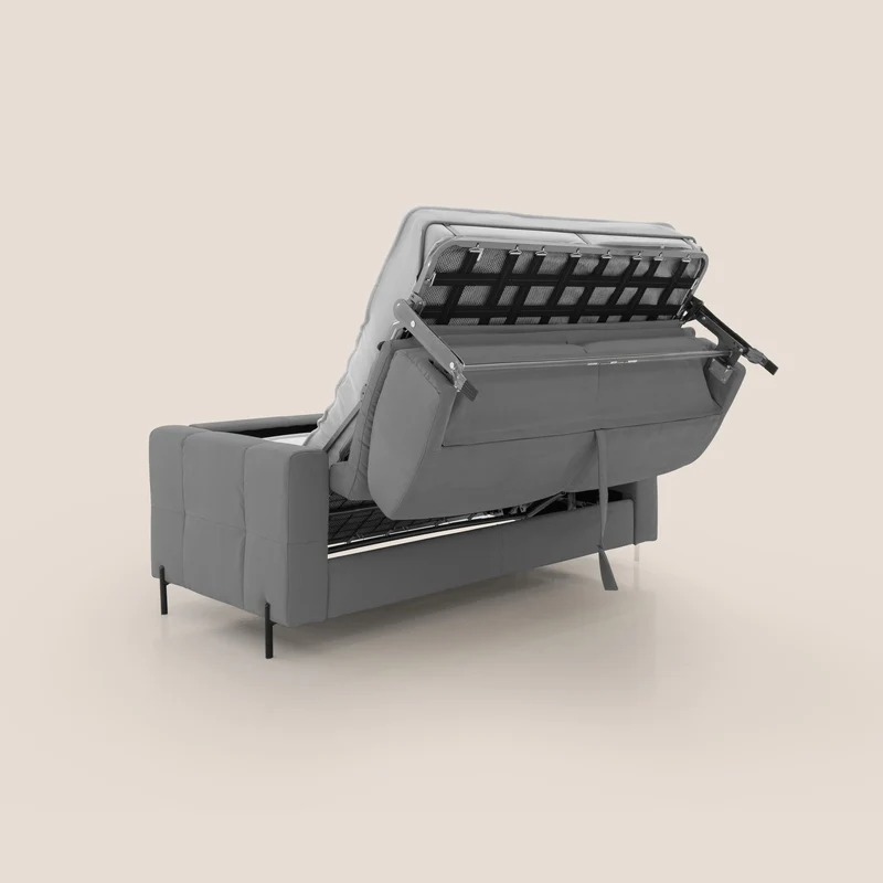 Ortensia canapé convertible matelas H 18cm et pieds hauts en élégante microfibre détachable T11 gris