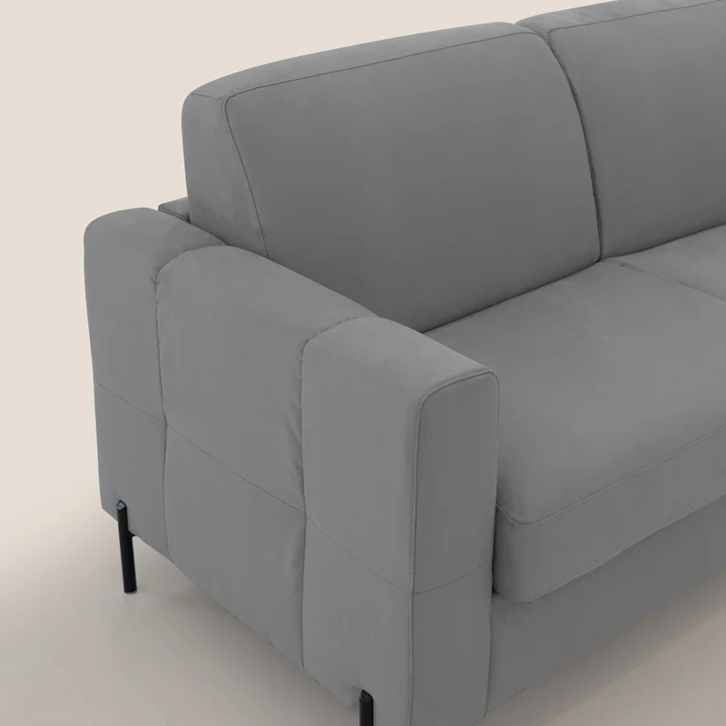 Ortensia canapé convertible matelas H 18cm et pieds hauts en élégante microfibre détachable T11 gris