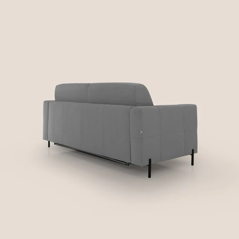 Ortensia canapé convertible matelas H 18cm et pieds hauts en élégante microfibre détachable T11 gris