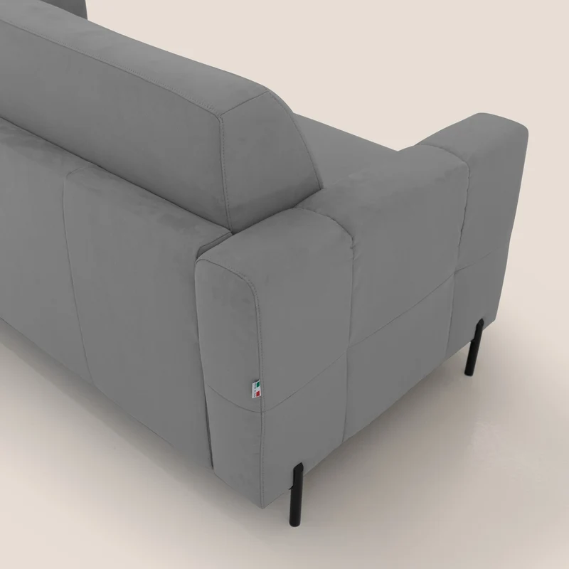 Ortensia canapé convertible matelas H 18cm et pieds hauts en élégante microfibre détachable T11 gris