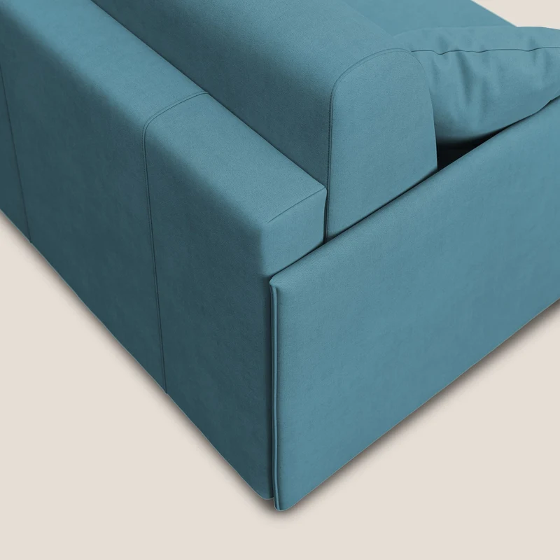 Evans canapé d'angle convertible avec méridienne en tissu doux imperméable T02 bleu clair