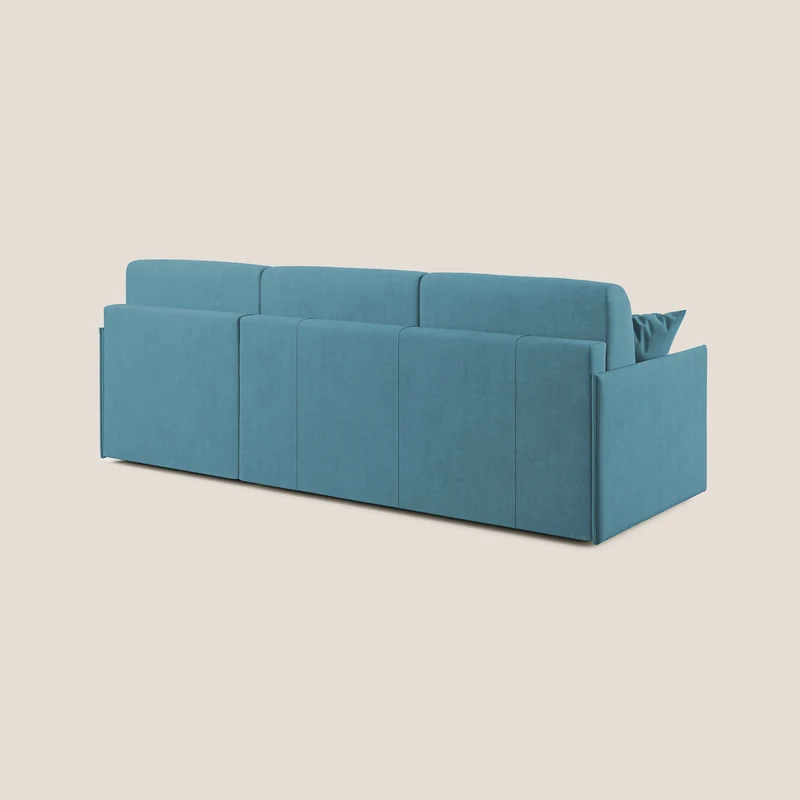 Evans canapé d'angle convertible avec méridienne en tissu doux imperméable T02 bleu clair