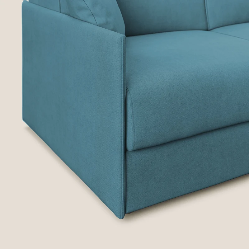 Evans canapé d'angle convertible avec méridienne en tissu doux imperméable T02 bleu clair