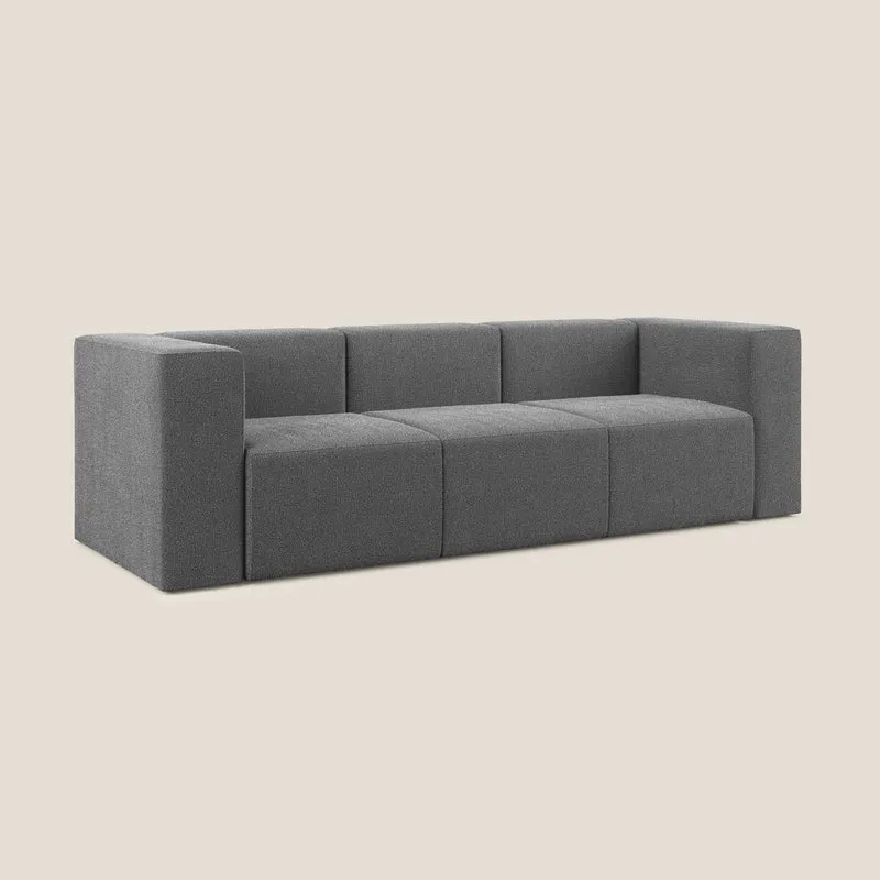 Nettuno canapé moderne modulable 3 assises en bouclette douce T07 anthracite