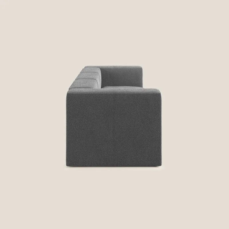 Nettuno canapé moderne modulable 3 assises en bouclette douce T07 anthracite