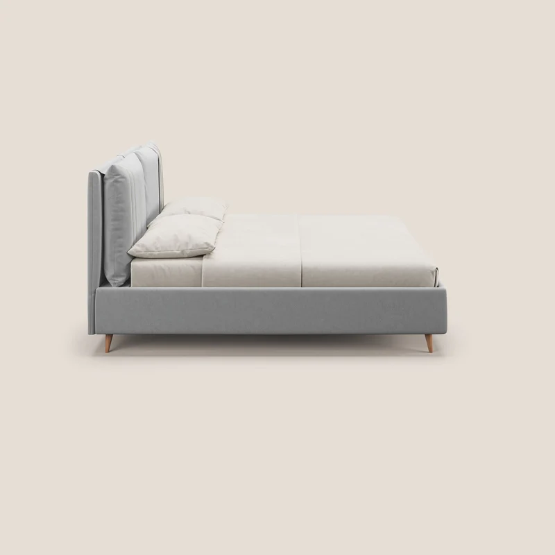 Nathan lit coffre avec coussins réglables et poches en microfibre velours imperméable T09 gris clair