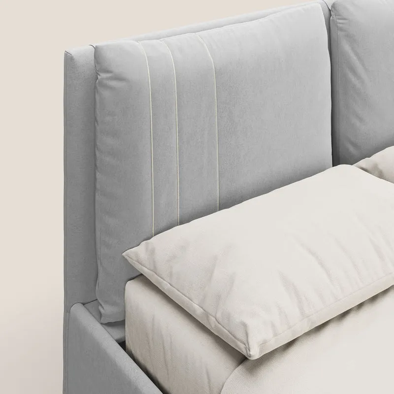 Nathan lit coffre avec coussins réglables et poches en microfibre velours imperméable T09 gris clair