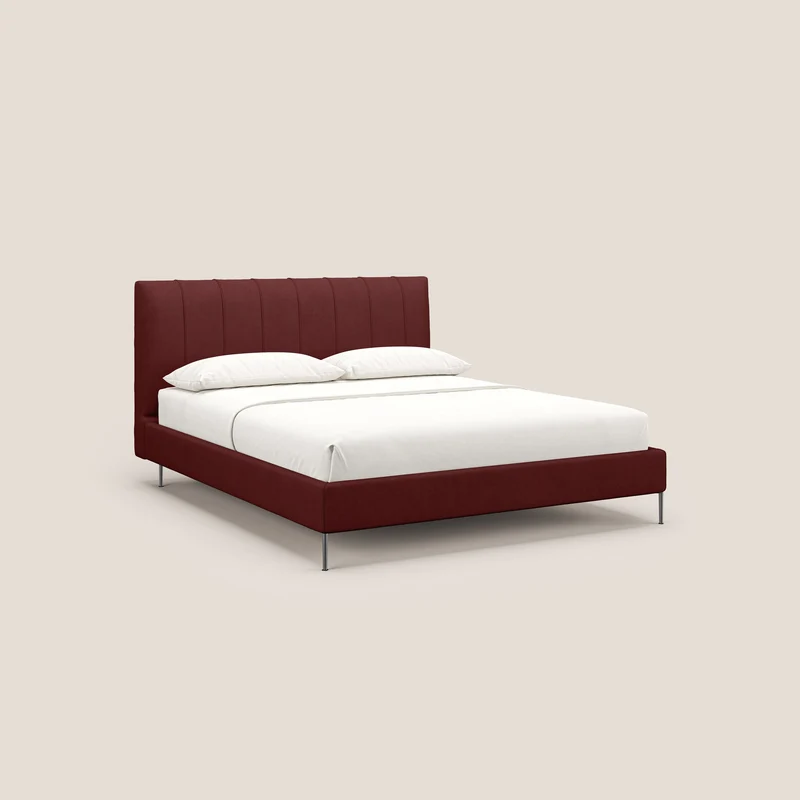 Calliope lit rembourré aux pieds hauts complètement déhoussable en tissu détachable T17 rouge