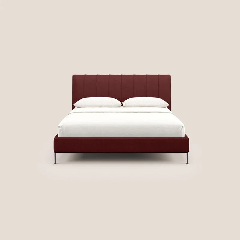 Calliope lit rembourré aux pieds hauts complètement déhoussable en tissu détachable T17 rouge