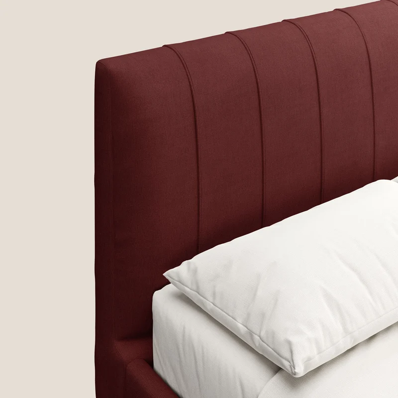 Calliope lit rembourré aux pieds hauts complètement déhoussable en tissu détachable T17 rouge