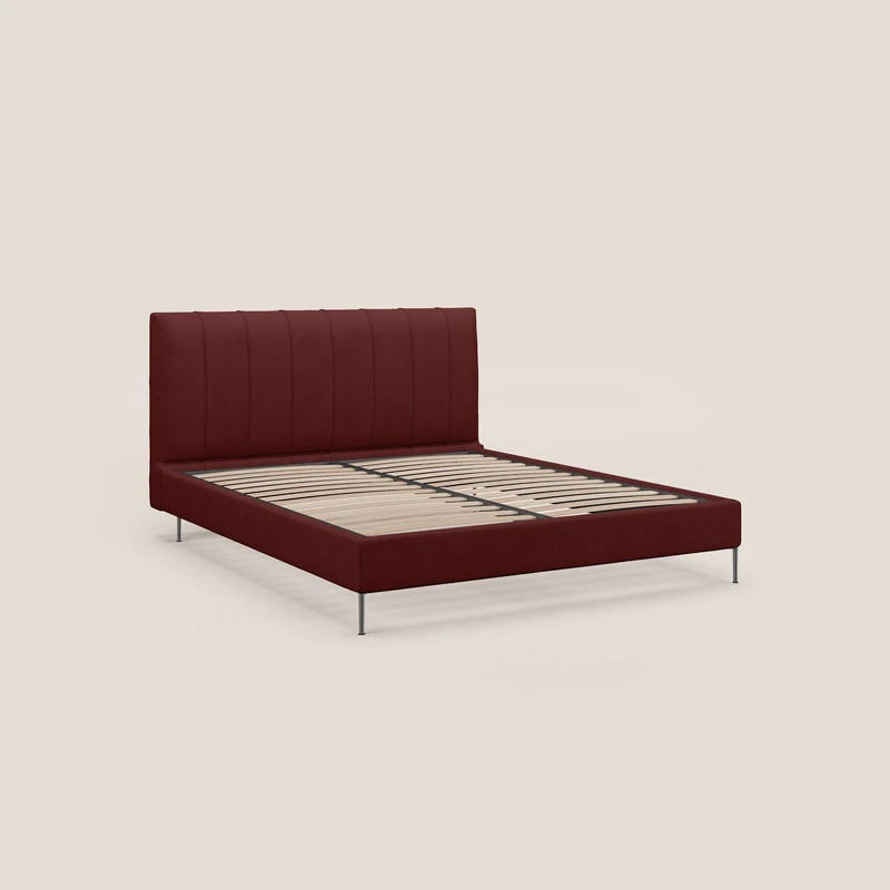Calliope lit rembourré aux pieds hauts complètement déhoussable en tissu détachable T17 rouge