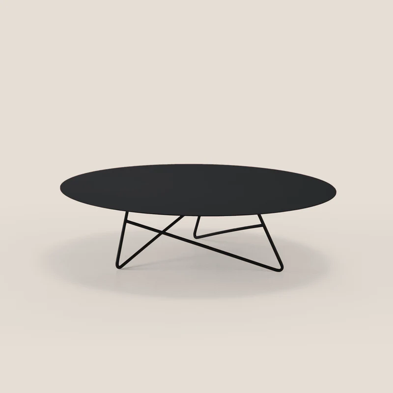 Ermione Table basse ronde pour salon en métal h25 noir