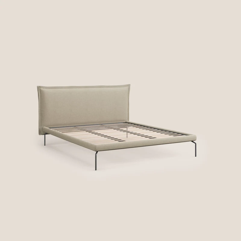 Eric lit rembourré au design minimaliste en tissu imperméable T14 beige