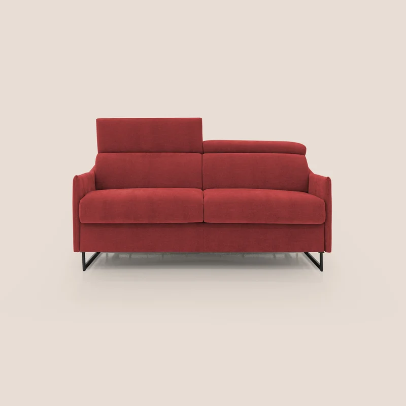Loto canapé convertible compact avec matelas H 18cm et pieds hauts en tissu imperméable T14 rouge