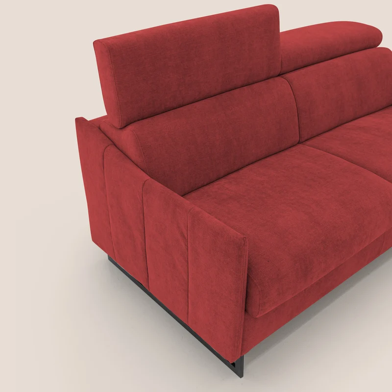 Loto canapé convertible compact avec matelas H 18cm et pieds hauts en tissu imperméable T14 rouge